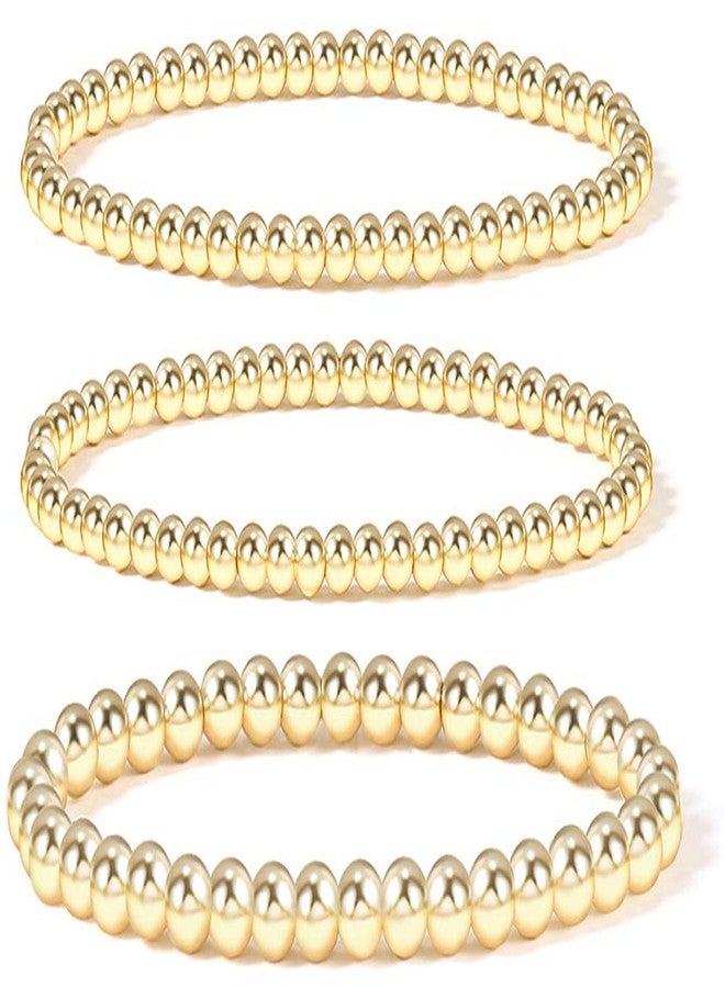Badu Gold Bead Bracelet for Women 14K Gold Plated Bead Ball Bracelet Stretchable Elastic Hypoallergenic Bohemian Stackable Bracelet - Image 1